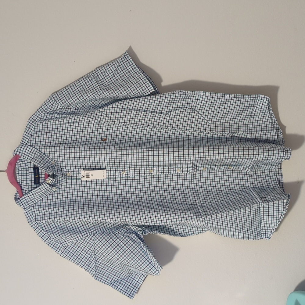 Polo Ralph Lauren grid-pattern logo-embroidered cotton shirt